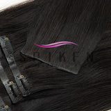 Chocolate brown straight PU clip-in human hair extensions, 7-piece set, 100–120g Remy hair by HSF Marketplace