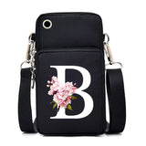 H sakura alphabet floral print small crossbody handbag for women with mobile phone pocket, stylish messenger purse by HSF Marketplace