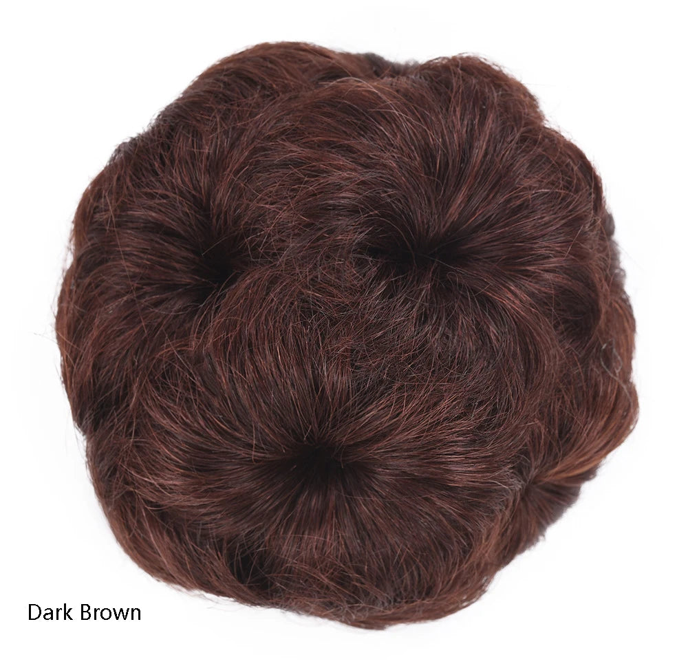 Black embellished human hair claw ponytail extension bun wig for women, styled updo hairpiece for weddings and parties