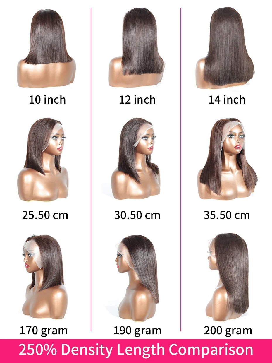 #2 brown chocolate 250 density raw Vietnamese human hair 13x4 bob lace frontal wig with double drawn hair