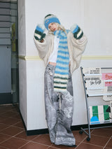 Warm striped scarf and gloves set for cold weather by HSF Marketplace