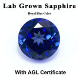 Lab Grown Sapphire Round Shape Royal Blue Color DIY Charms Jewelry Making Ring Necklace Earrings Main Materials Certificate