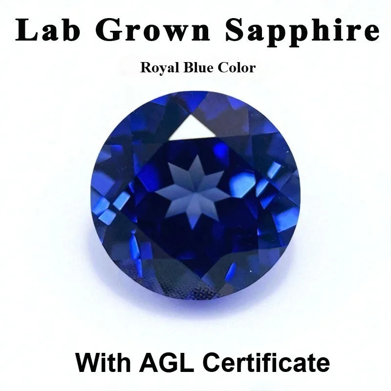 Lab Grown Sapphire Round Shape Royal Blue Color DIY Charms Jewelry Making Ring Necklace Earrings Main Materials Certificate