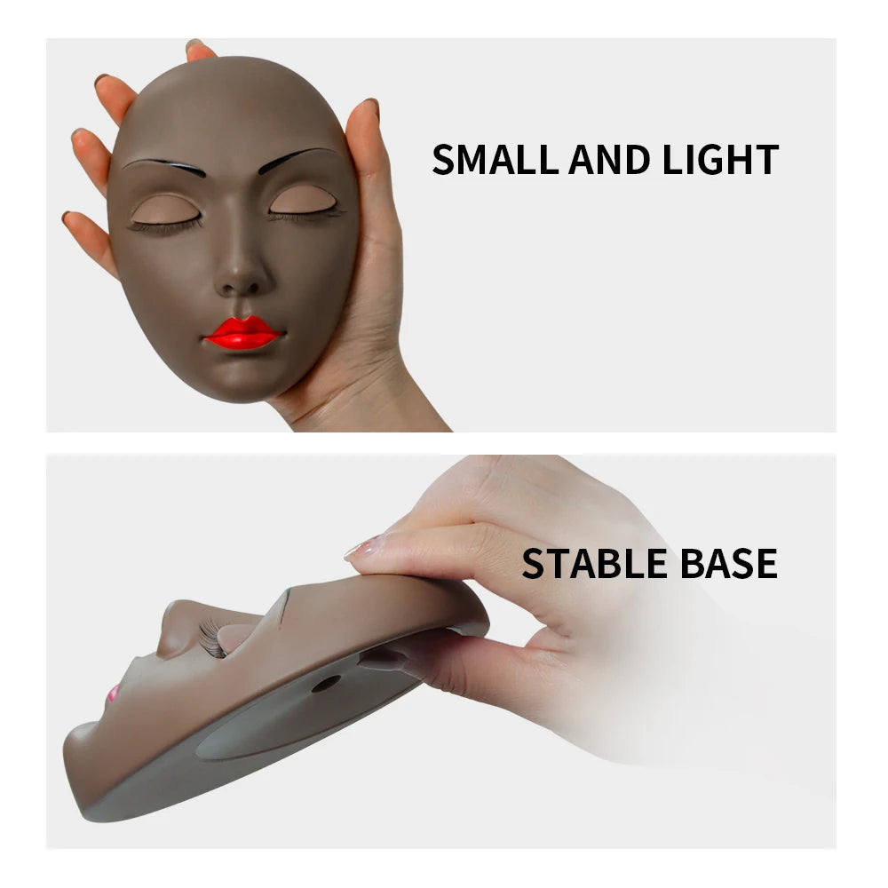 HSF Marketplace GAHAMACA false eyelash extension training head with removable eyelids, realistic model head for eyelash practice.