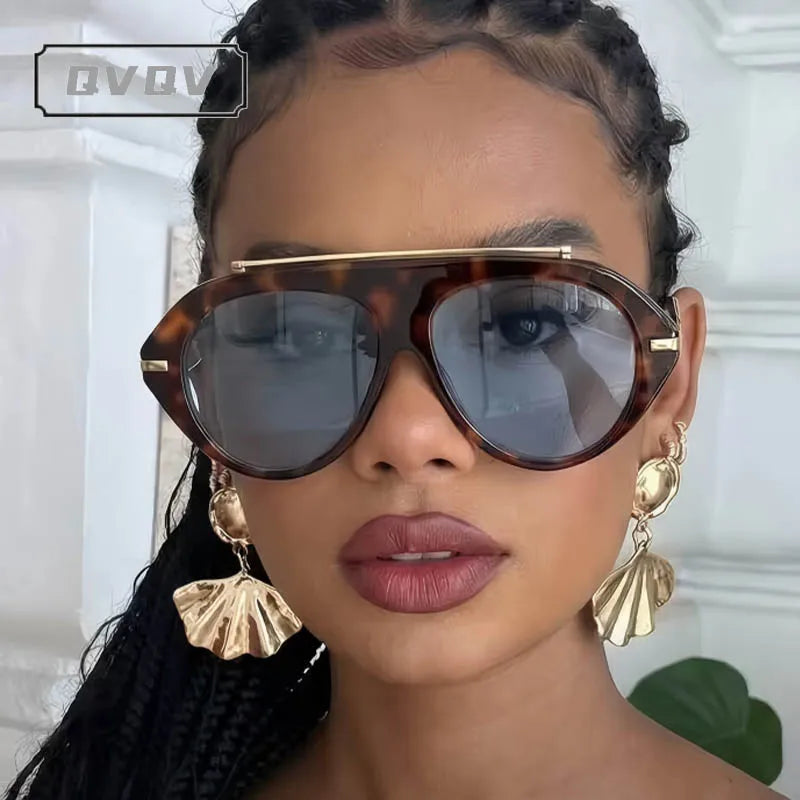 HSF Marketplace women's metal beam pilot sunglasses, vintage trendy eyewear with dark lenses for driving