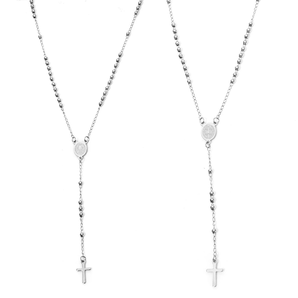 Stainless steel prayer beads rosary necklace for women by HSF Marketplace