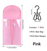 Wig Storage Bags Hair Extensions Storage Bag with Hanger for Lace Wigs Hair Extension Holder Wig Hanger with Bag Wig Accessories