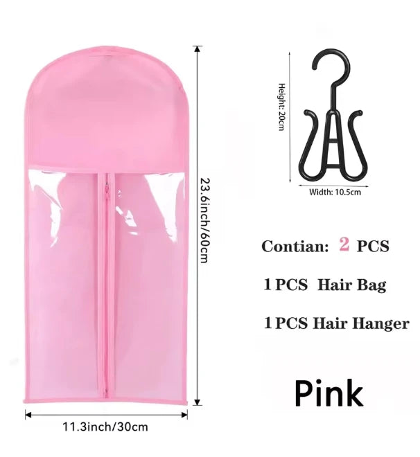 Wig Storage Bags Hair Extensions Storage Bag with Hanger for Lace Wigs Hair Extension Holder Wig Hanger with Bag Wig Accessories