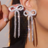 Luxury bowknot drop earrings with crystal tassels for women, HSF Marketplace jewelry