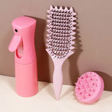 3pcs curl styling tool set - curl styling hair brush, hair spray bottle, scalp massage shampoo, special for real hair wigs