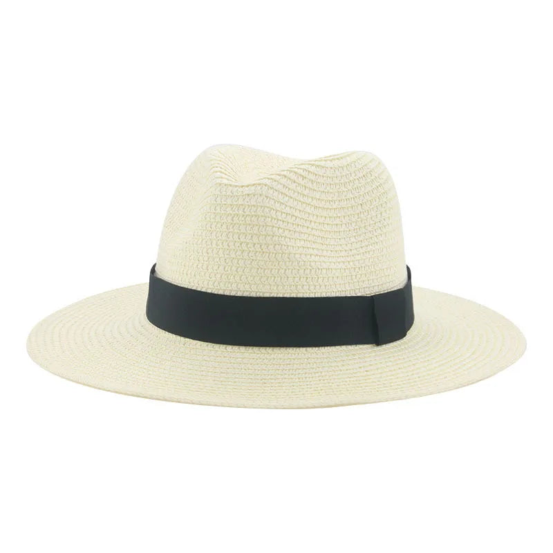 Black ribbon Panama straw hat by HSF Marketplace for women's spring and summer sun protection