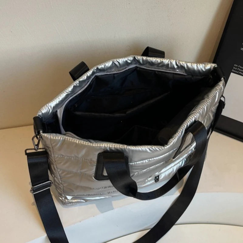 Women's cotton tote bag by HSF, versatile autumn winter handbag in a simple everyday style