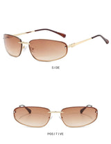 Oval frameless Y2K luxury sunglasses by HSF Marketplace with high-end punk style, outdoor retro design for women.