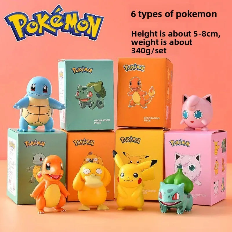 Pokemon blind box with six pet elf figures, including Pikachu, Koda, duck, car ornaments and Bao Kemeng toys