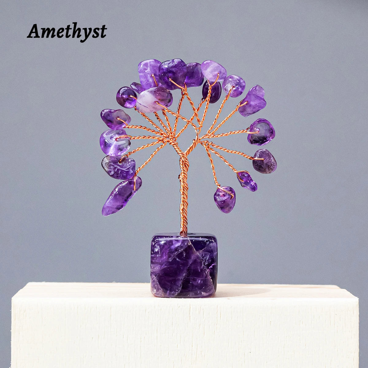 1pc Natural Gemstone Crystal Chakela Lucky Tree With Block Base Home Office Desk Living Room Crystal Decor Mini Sized Home