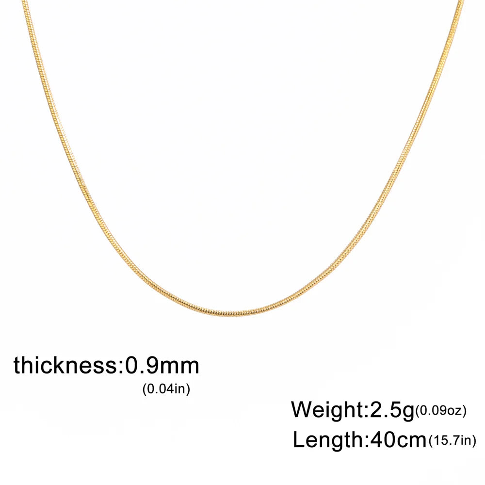 Stainless steel round snake chain necklace for unisex fashion by HSF Marketplace