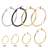 Classic stainless steel hoop earrings for women, 30–80mm, polished circular design