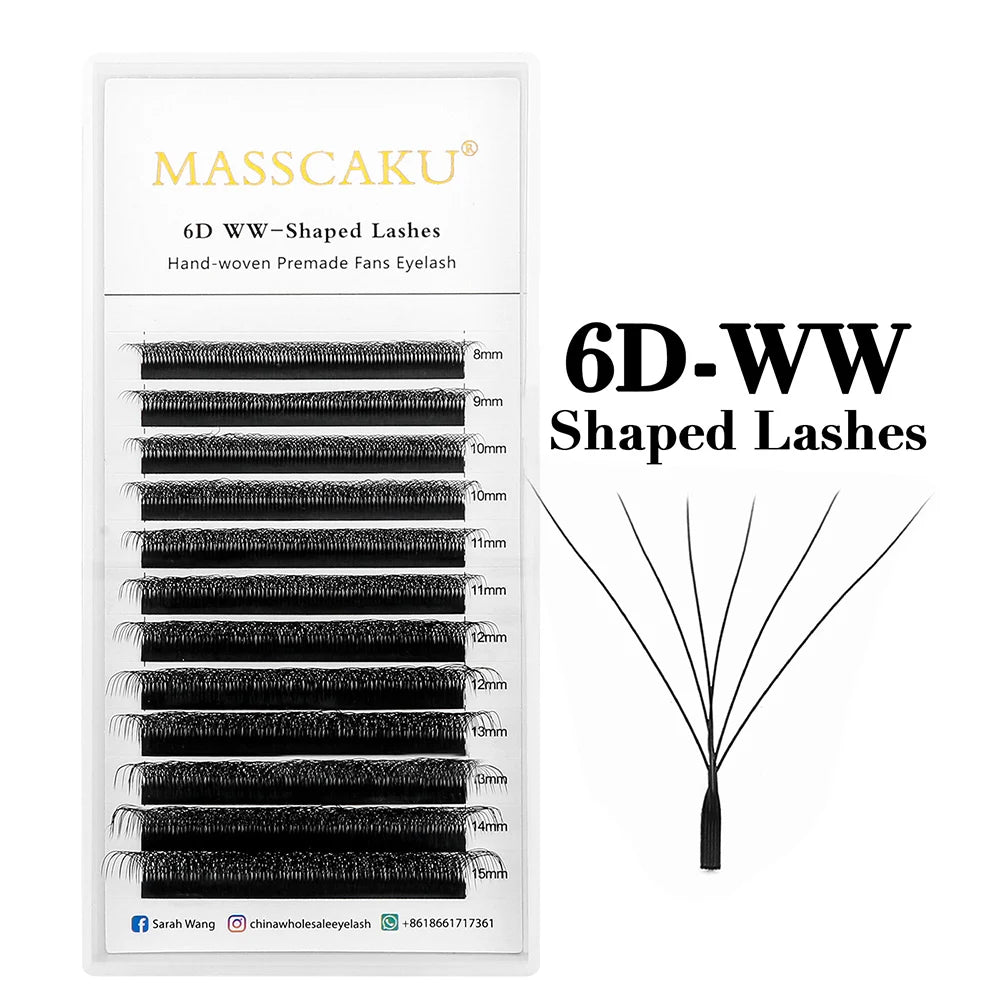 MASSCAKU W Shape 3D 4D 5D Premade Volume Easy Fans Nature Soft Light Individual Lashes Clover Bloom False Eyelashes Extension