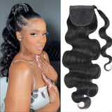 Water Wave Ponytail Extensions Human Hair Wrap Around Corn Wave Pony Magic Paste Brazilian Human Hair Extensions for Women