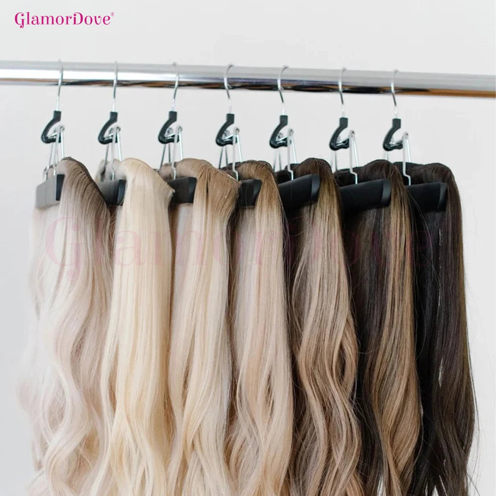 GlamorDove 4PCS Wooden Hair Extension Hanger – Double Side Weft Holder for Hair Extensions, Wig and Hairpiece Storage Organizer