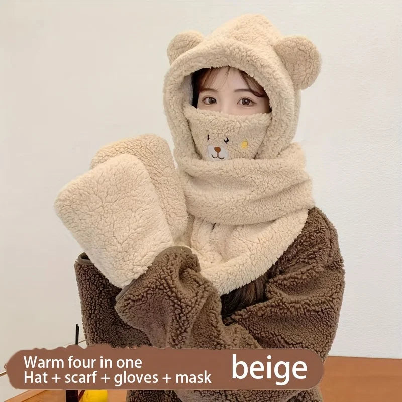 Women’s warm winter hat, scarf, and glove set for cold weather comfort by HSF Marketplace