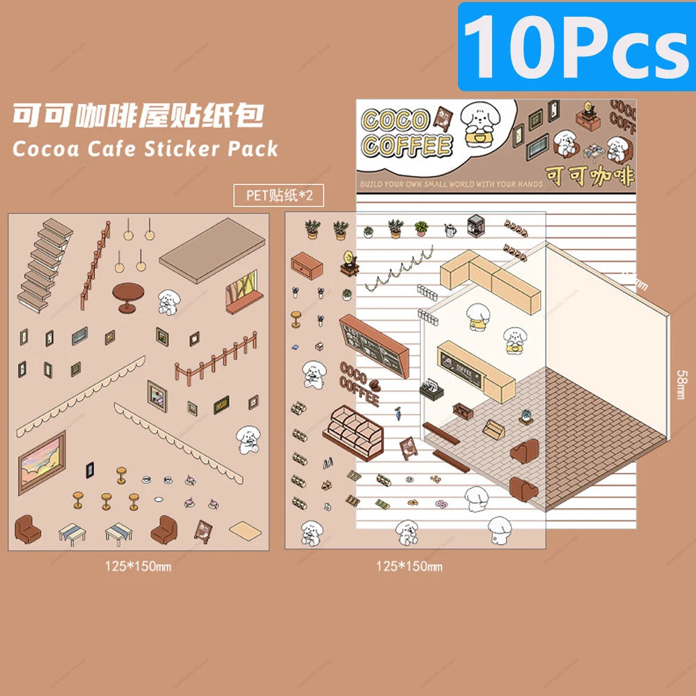 3D landscaping stickers for miniature scenes by HSF Marketplace, featuring detailed trees, plants, and garden elements