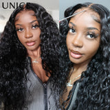 UNice No-Slip 7x5 Lace Water Wave Human Hair Wig With Baby Hair & Drawstring Pre Cut Pre Bleached Glueless Wig Ready To Wear Go