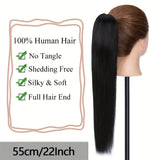 Straight human hair claw clip ponytail extension, Remy hair, 10–30 inch length range