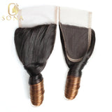 1B/27 Brown Ombre Peruvian Loose Wave Bundles With 4x4 Closure Remy Hair Extension Human Hair Bundles with Closure 1/3/4 Pcs