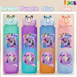 Kpop Demon Hunters gradient color water cup with straw, 750ml, by HSF Marketplace