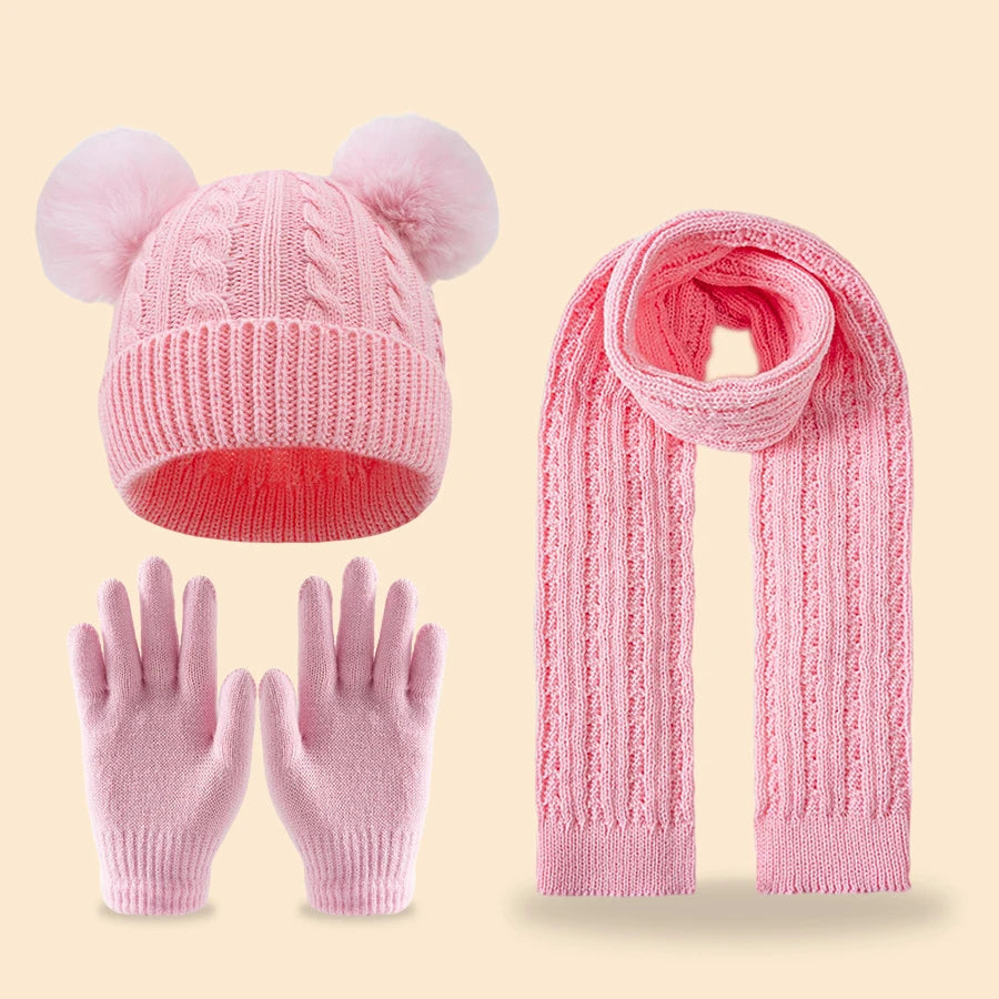 Children's winter tassel scarf, hat and gloves set for ages 3-14 by HSF Marketplace
