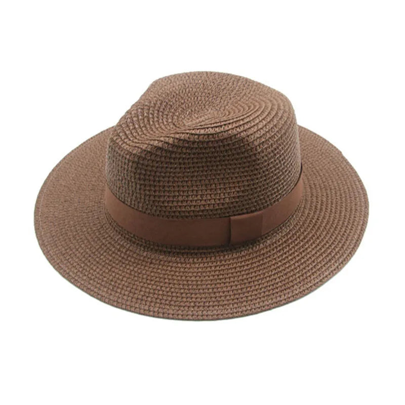 Women's black ribbon Panama straw hat for spring and summer sun protection by HSF Marketplace
