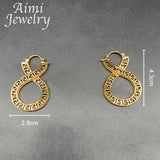 Vintage Dubai gold plated hoop earrings, hollow copper drop design for women, African jewelry set