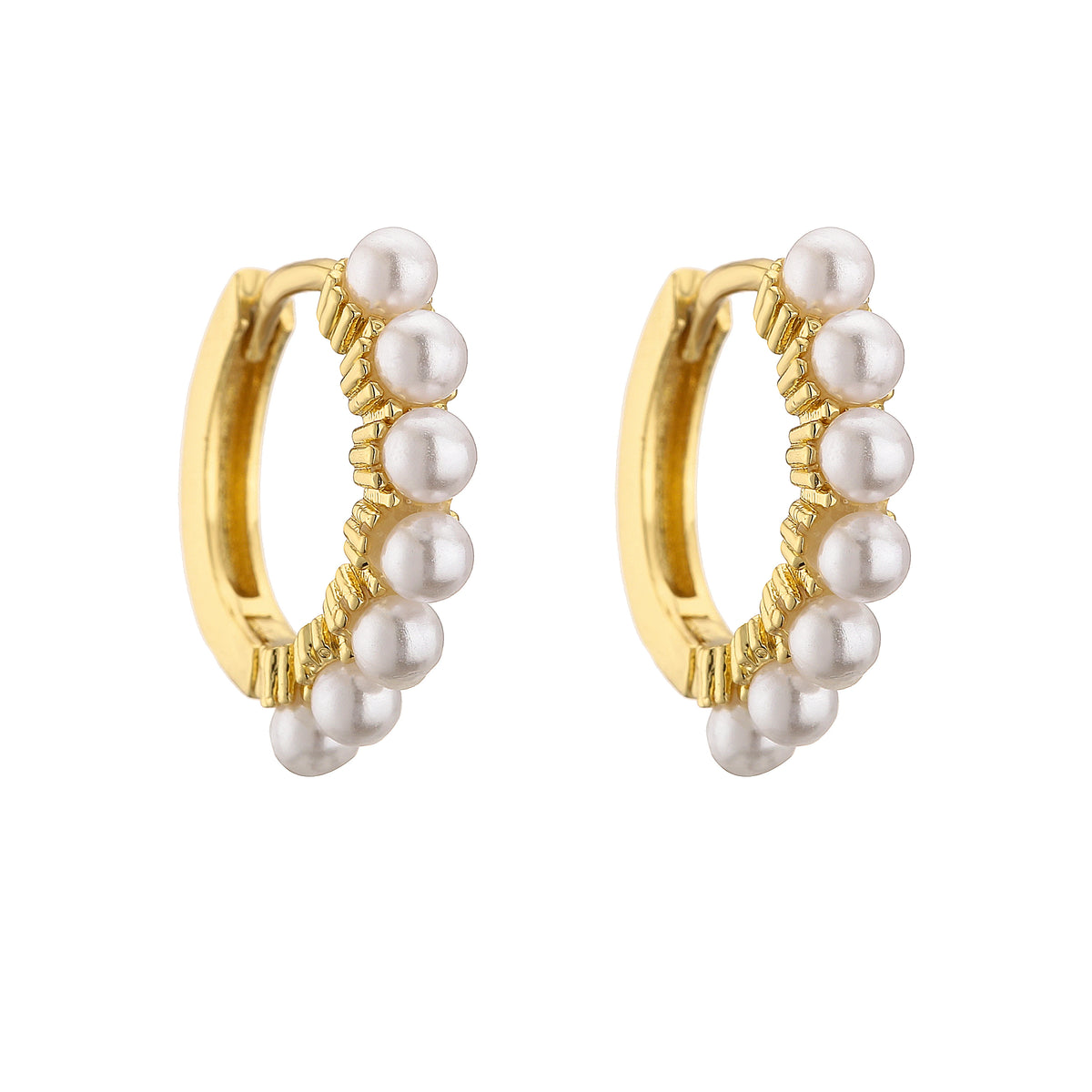 Elegant pearl hoop earrings for women with simple CZ details by HSF Marketplace