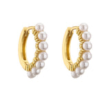 Elegant pearl hoop earrings for women with simple CZ details by HSF Marketplace