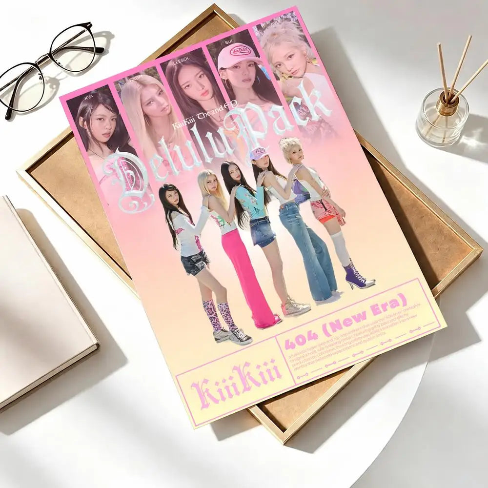 Kpop girl idol group kiiikiii self-adhesive poster wall art by HSF Marketplace