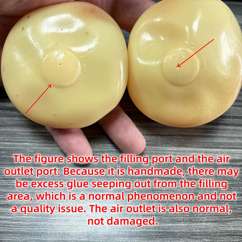 Soft squishy potato stress ball from HSF Marketplace, plasticity fidget toy with no rebound, perfect for ASMR and sensory stress relief.