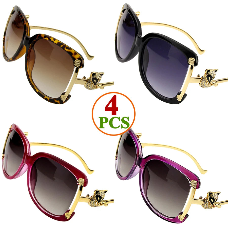 Women's oval retro sunglasses with gold fox design by HSF Marketplace