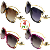 Women's oval retro sunglasses with gold fox design by HSF Marketplace