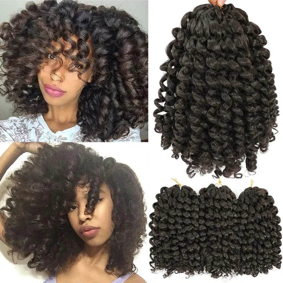 1-4Packs 2X Ringlet Wand Curl Jamaican Bounce 8inch Synthetic Wand Curl Twist Braids Hair Crochet Curly Hair Extensions 20 Roots