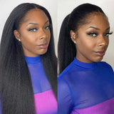Kinky straight 13x4 lace frontal wig with pre-plucked hairline and comfort fit by HSF Marketplace