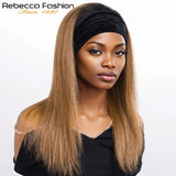 Rebecca straight Brazilian human hair headband wig for women, glueless lace-free design