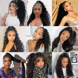 Water Wave Ponytail Extensions Human Hair Wrap Around Corn Wave Pony Magic Paste Brazilian Human Hair Extensions for Women