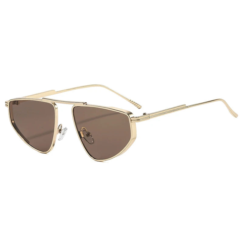 Polygon metal cat eye sunglasses for women with gradient lenses and UV400 protection, stylish fashion sunglasses by SO&EI.