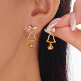 Creative Christmas Grandpa and Grandma Zircon Stud Earrings For Women White Pearl Crystal Snowman Elk Earring New Year Jewelry