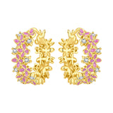 S925 sterling silver cherry blossom flower hoop earrings, delicate floral jewelry for women