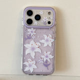 Glitter Lily Flower Shockproof Phone Case for iPhone 15-18 Models