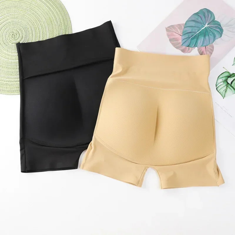 Women's padded seamless butt lifter shapewear shorts with hip pads and high waist design