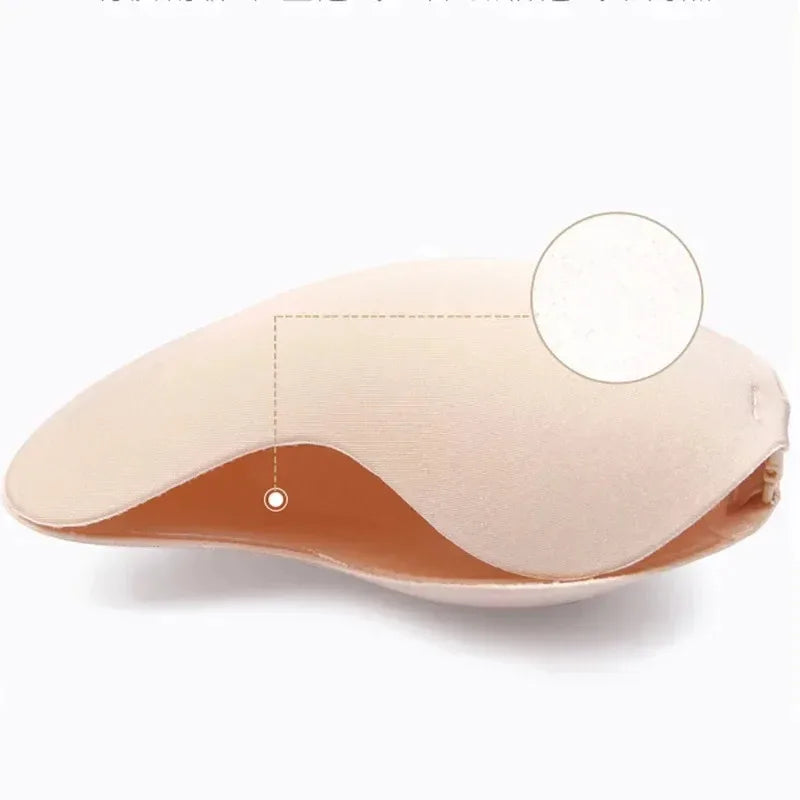 Invisible strapless adhesive stick bra, seamless silicone push-up lingerie with nipple covers by HSF Marketplace