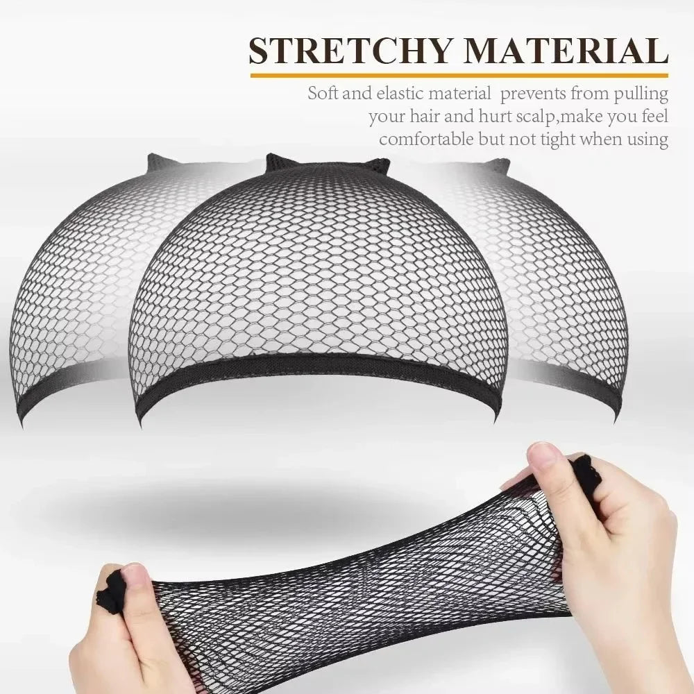 2026 1/2/5/8Pcs High-Quality Stretchable Elastic Hairnets Black Wig Making Cap Cool Cosplay Weaving Hair Net Stretch Hairnets